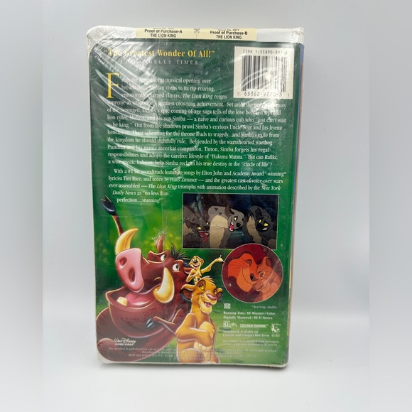 The Lion King VHS 1995 (Clamshell) Masterpiece Collection - SEALED - Picture 3 of 4